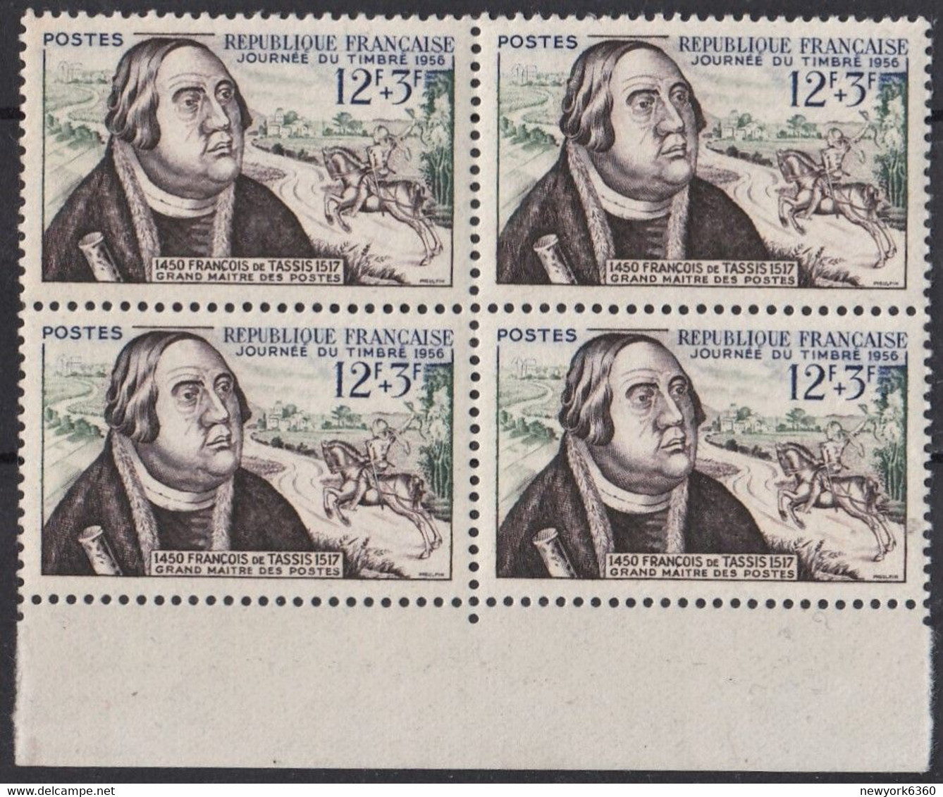 1956 FRANCE N** 1054 MNH Bloc De 4 - Unused Stamps