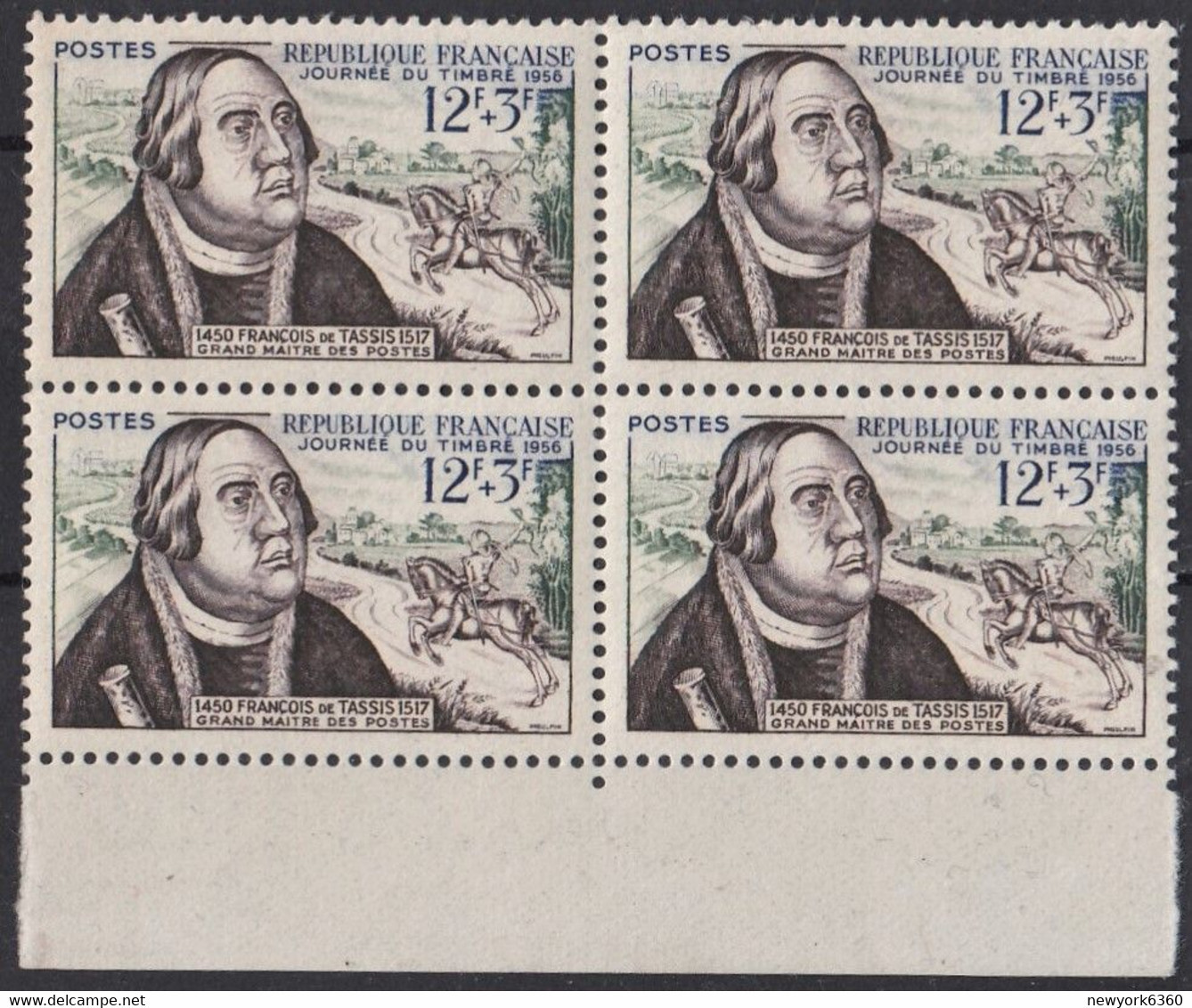 1956 FRANCE N** 1054 MNH Bloc De 4 - Neufs