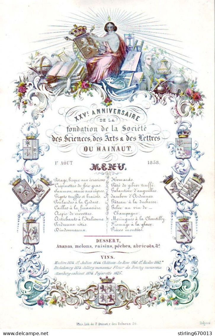 DE 1930 - Carte Porcelaine De XXV Anniversaire De La Societe Des Sciences, Des Arts Et Des Lettres, Hainaut 1858 - Autres & Non Classés