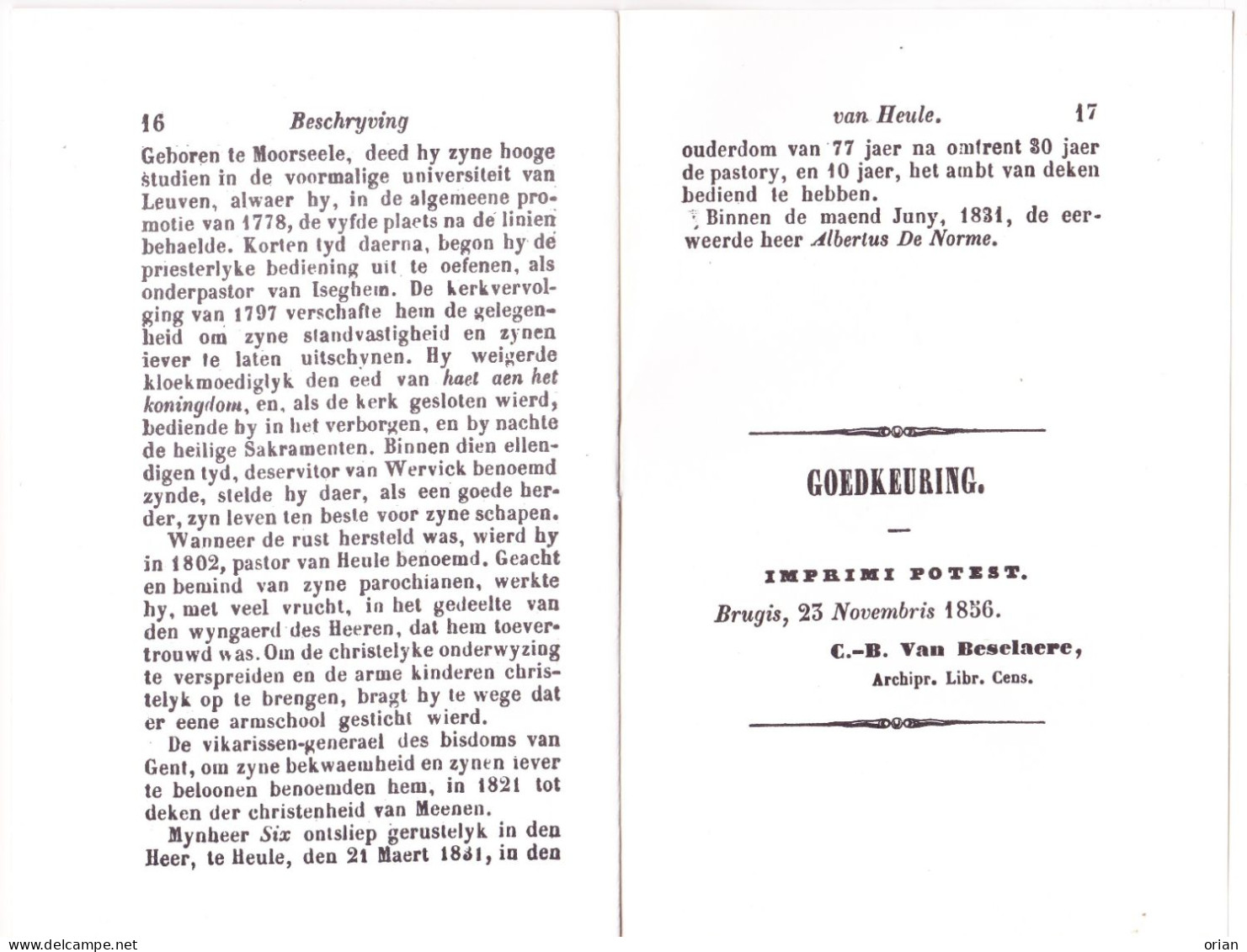 Boekje Beschryving Van Heule 1856 - Facsimile-uitgave 1975 - Historische Documenten