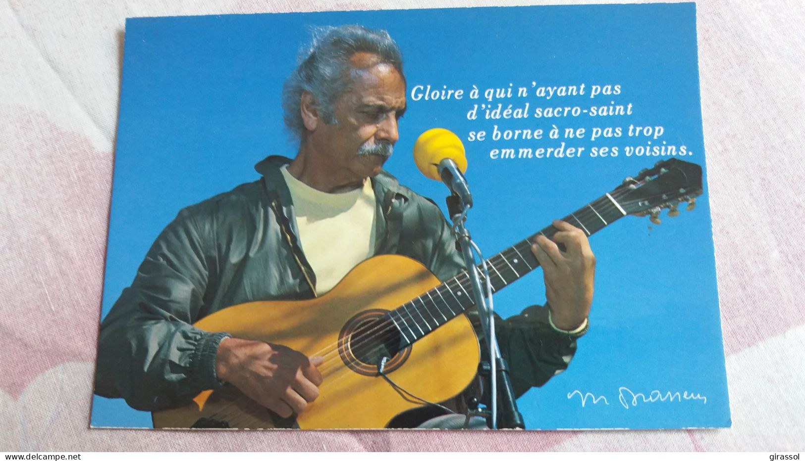 CPM CELEBRITE CHANTEUR  POETE G BRASSENS GUITARE PAS D IDEAL SACRO SAINT EMMERDER SES VOISINS  ED CAP THEOJAC - Chanteurs & Musiciens