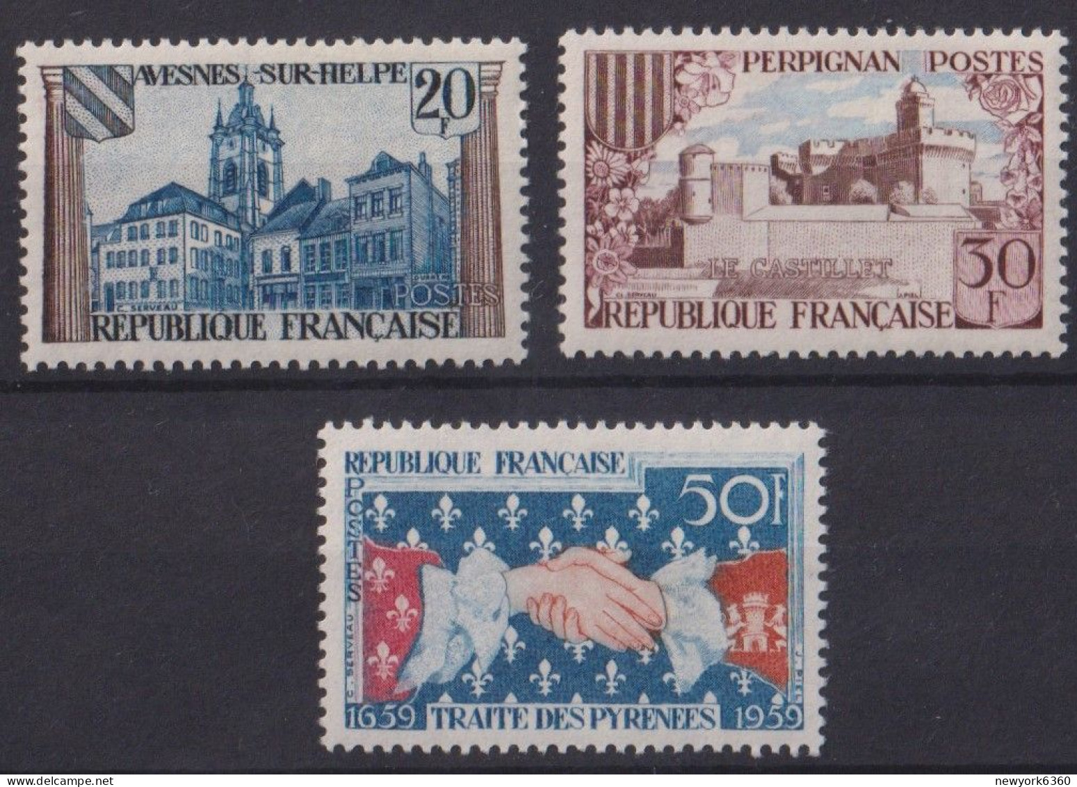 1959 FRANCE N* 1221 A 1223 - Unused Stamps