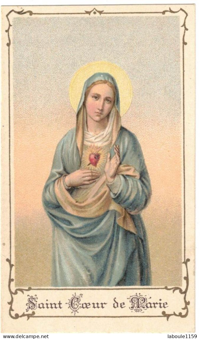 SOUVENIR PIEUX CARTONNE FIN SAINT COEUR DE MARIE IMAGE PIEUSE CHROMO HOLY CARD SANTINI - Images Religieuses