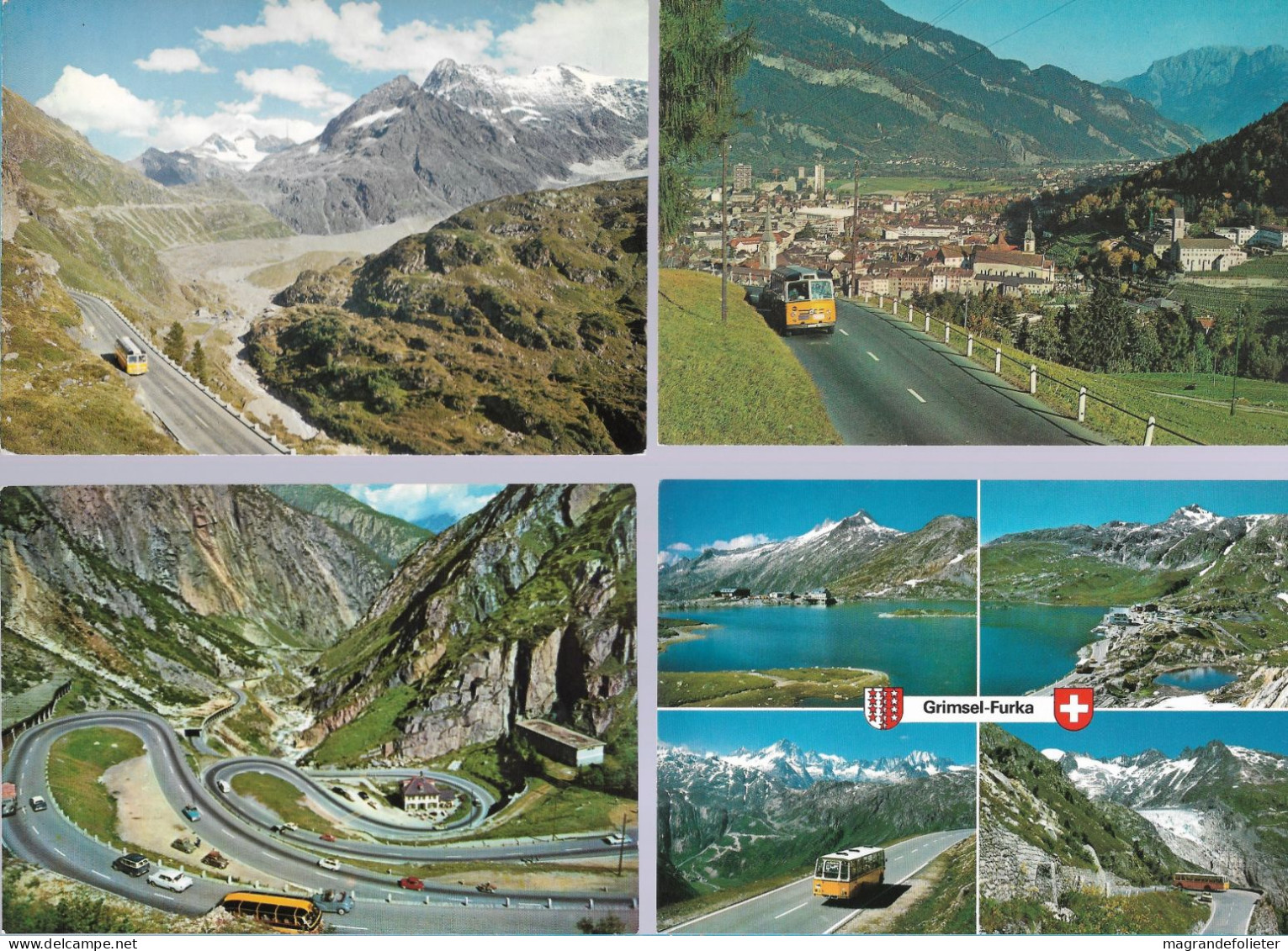 CPA CARTE POSTALE SUISSE 4 X POSTALAUTO AUTO PÖSTALE CAR POSTAL - Collections & Lots