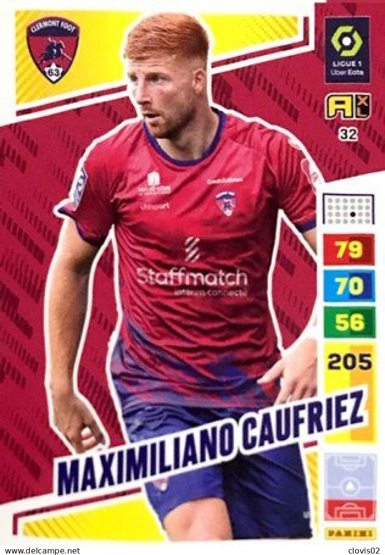 32 Maximiliano Caufriez - Clermont Foot 63 - Carte Panini Adrenalyn XL 2023-2024 Ligue 1 - Trading-Karten