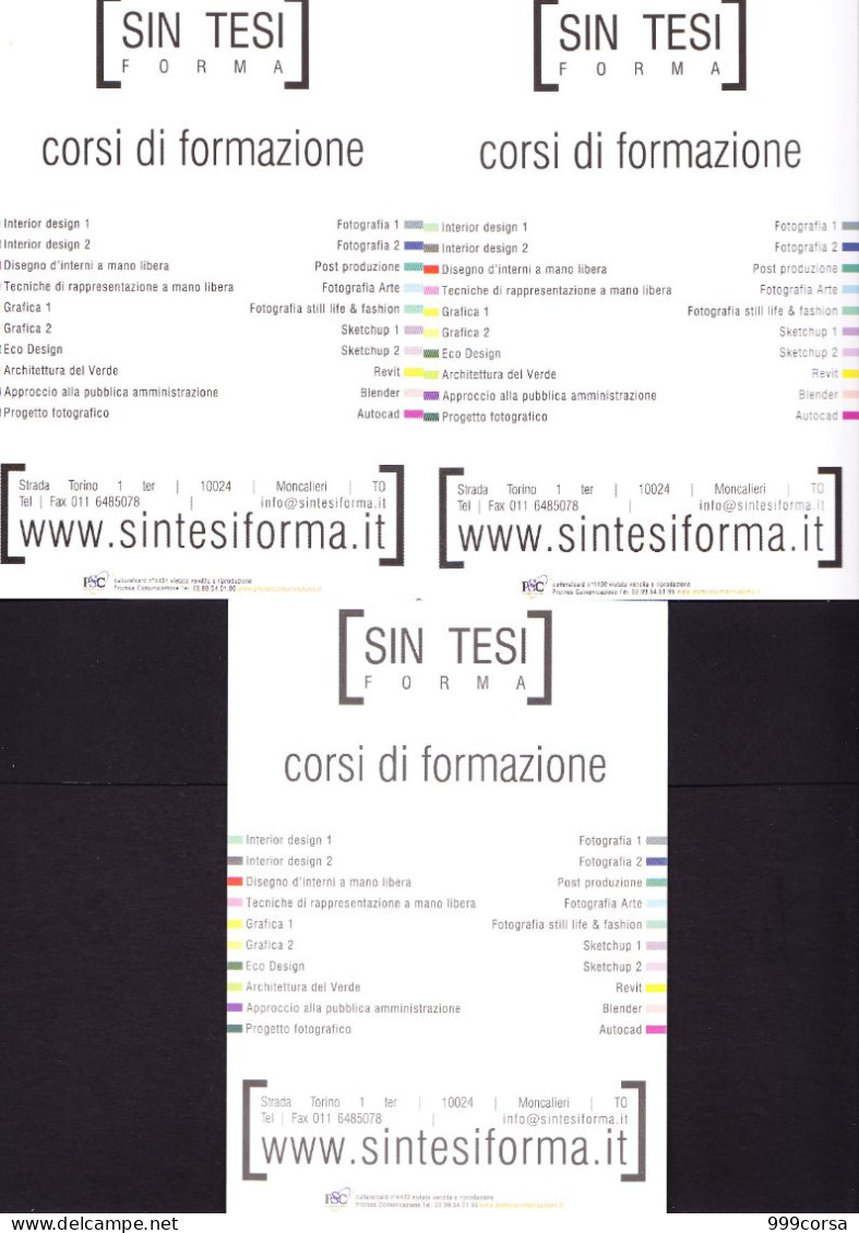 (D0) SIN TESI, Corsi Di Formazione, Www.sintesiforma.it, PSC Culturalcard 4430,4431,4432 - Publicité