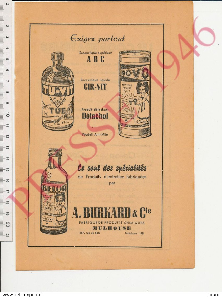 2 Vues Publicité 1946 Burkard Mulhouse Tu-Vit Novo Belor + Les Coopérateurs Mulhouse Thann Guebwiller - Unclassified