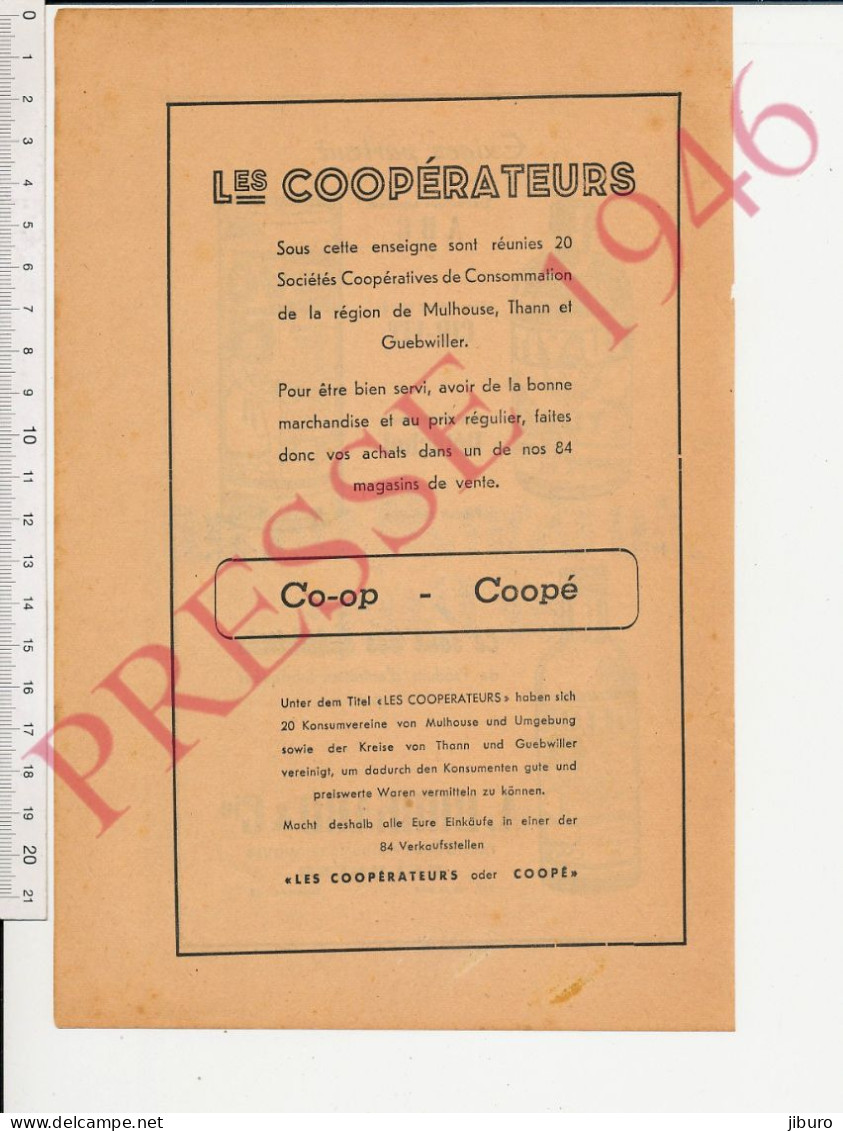 2 Vues Publicité 1946 Burkard Mulhouse Tu-Vit Novo Belor + Les Coopérateurs Mulhouse Thann Guebwiller - Unclassified