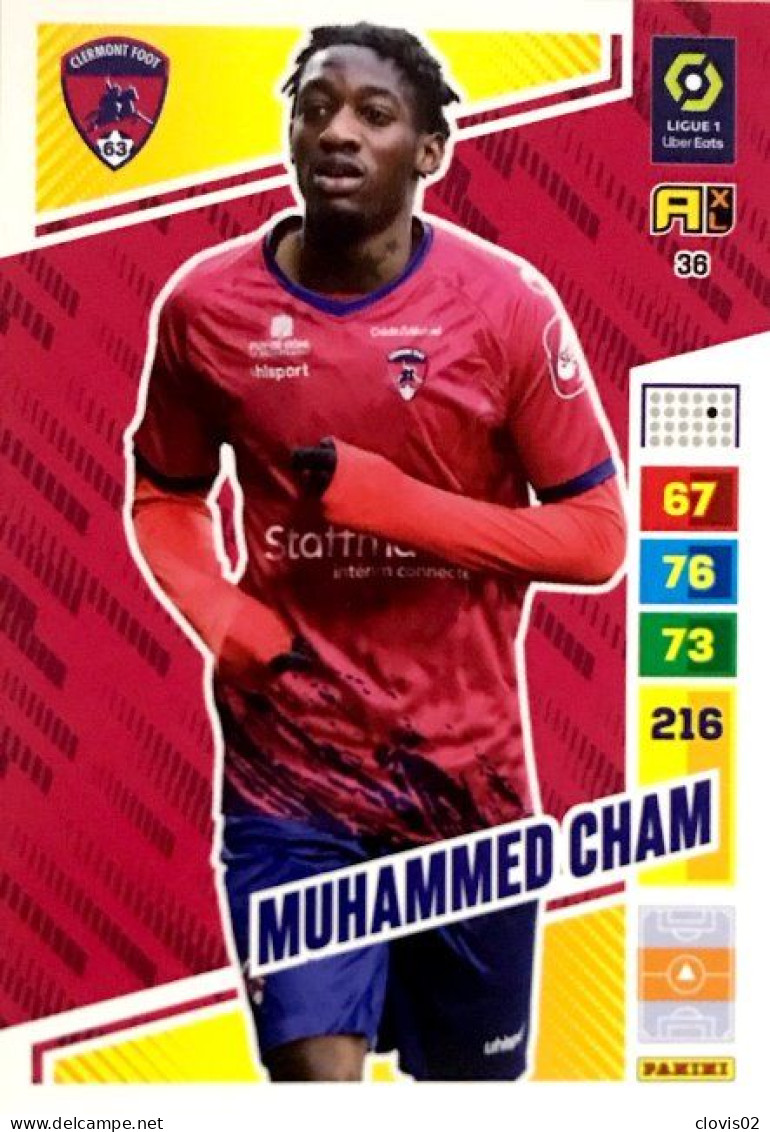 36 Muhammed Cham - Clermont Foot 63 - Carte Panini Adrenalyn XL 2023-2024 Ligue 1 - Trading Cards