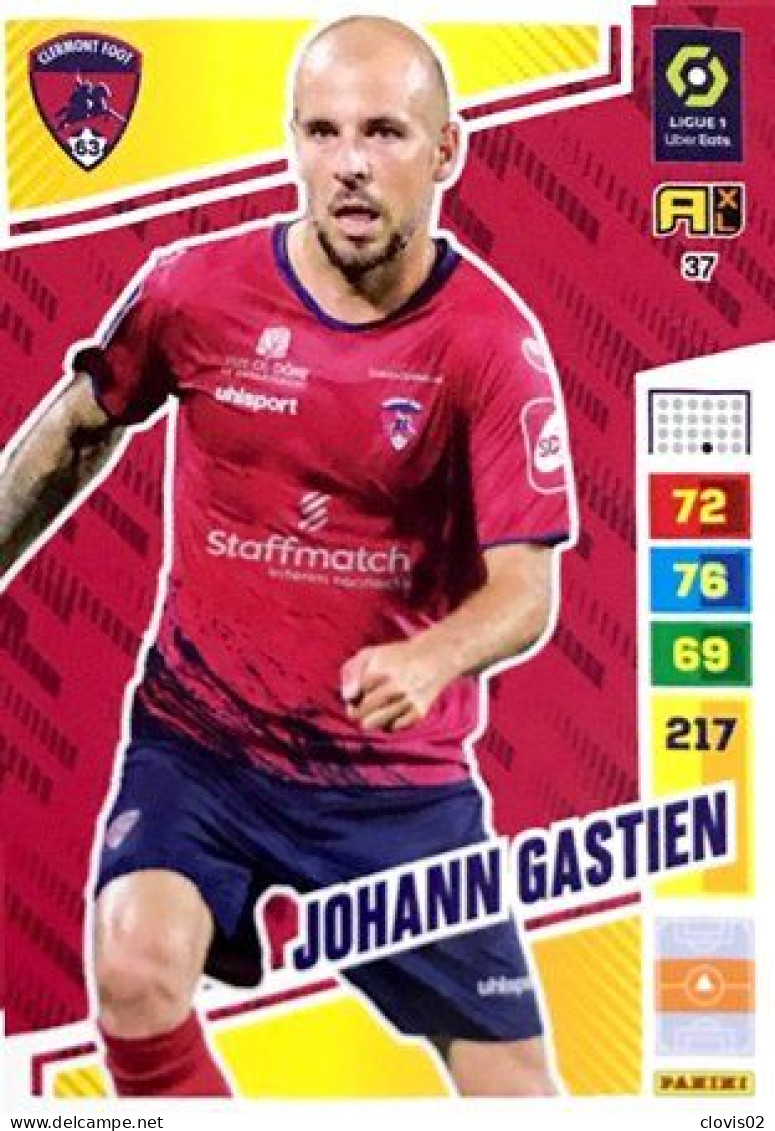 37 Johan Gastien - Clermont Foot 63 - Carte Panini Adrenalyn XL 2023-2024 Ligue 1 - Tarjetas