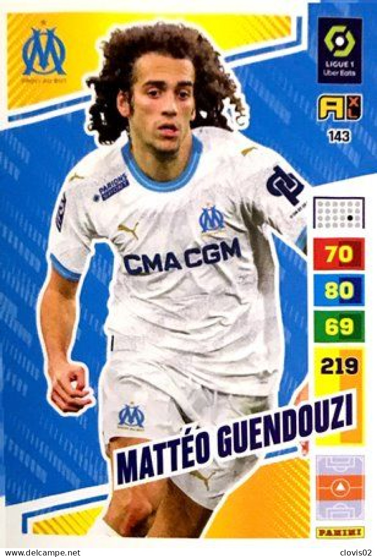 143 Mattéo Guendouzi - Olympique De Marseille - Carte Panini Adrenalyn XL 2023-2024 Ligue 1 - Trading Cards