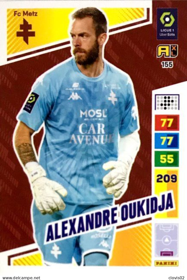 155 Alexandre Oukidja - FC Metz - Carte Panini Adrenalyn XL 2023-2024 Ligue 1 - Tarjetas