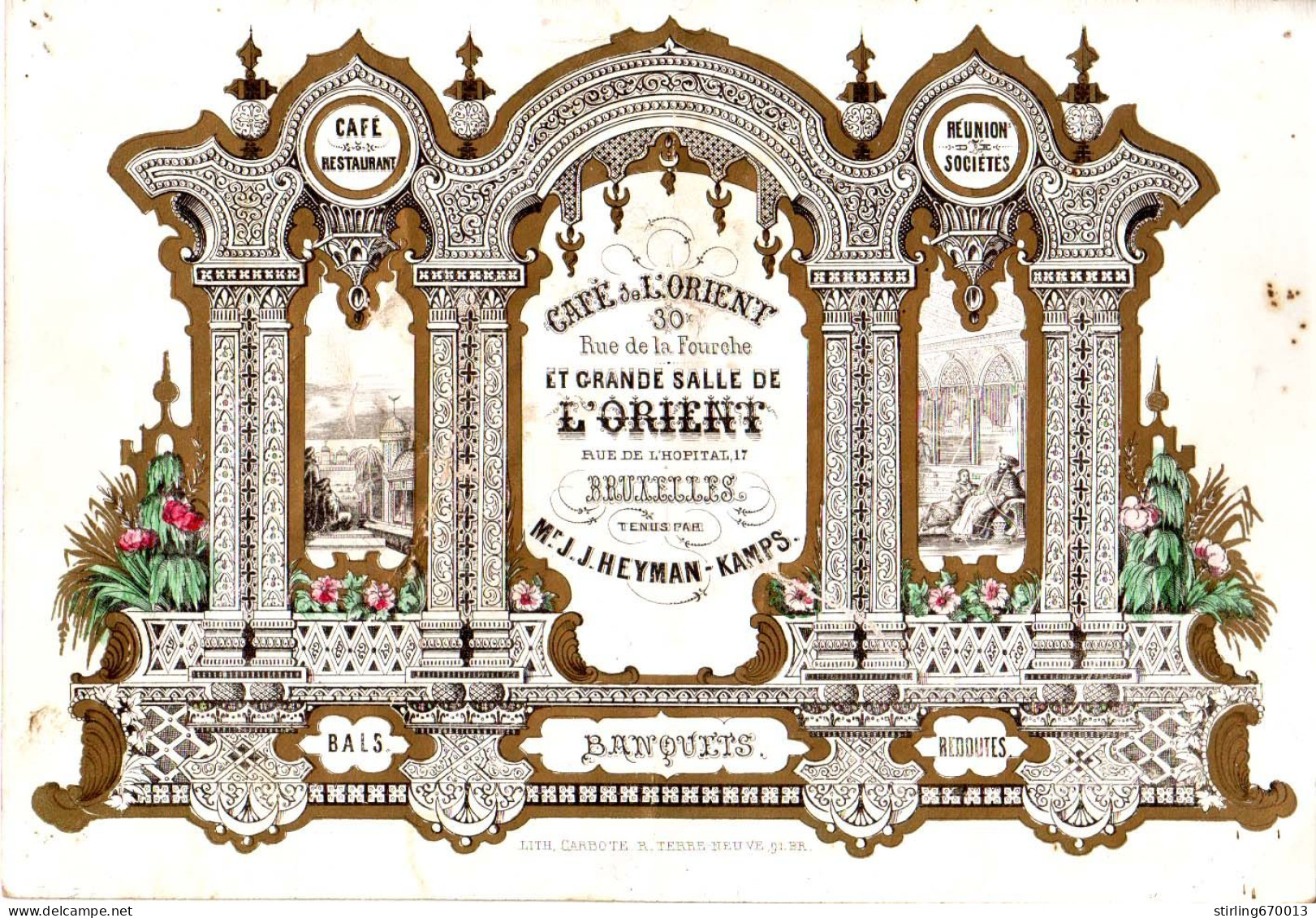 DE 1932 - Carte Porcelaine Du Cafe De L'Orient, Bruxelles Imp Carbote 1861 - Autres & Non Classés