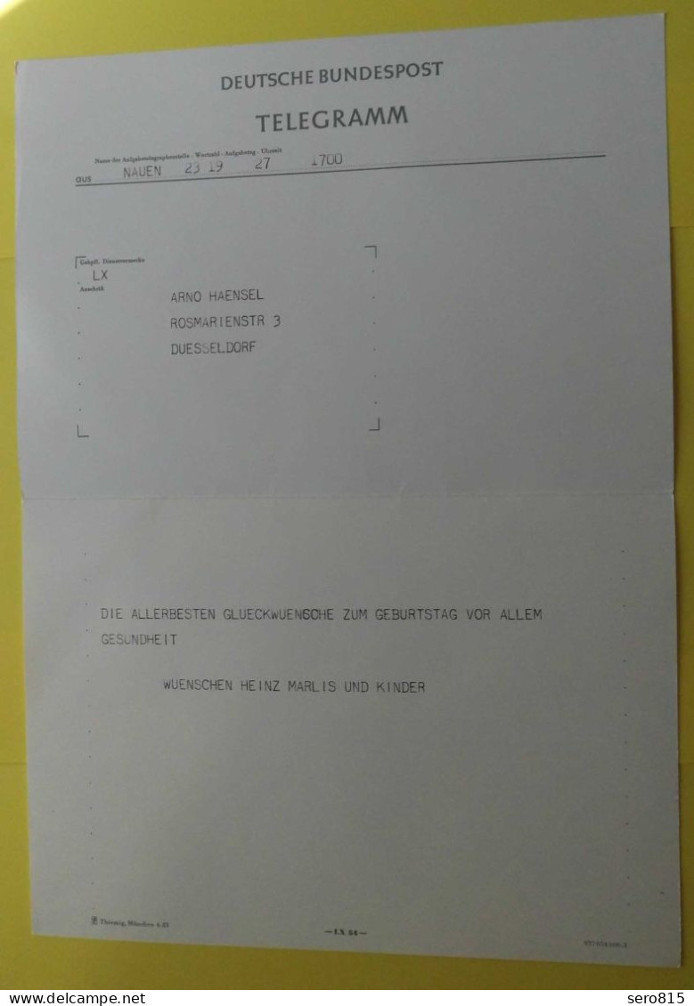 Deutsche Bundespost Schmuck-Telegramm LX 54 Anemonen  (85006 - Autres & Non Classés