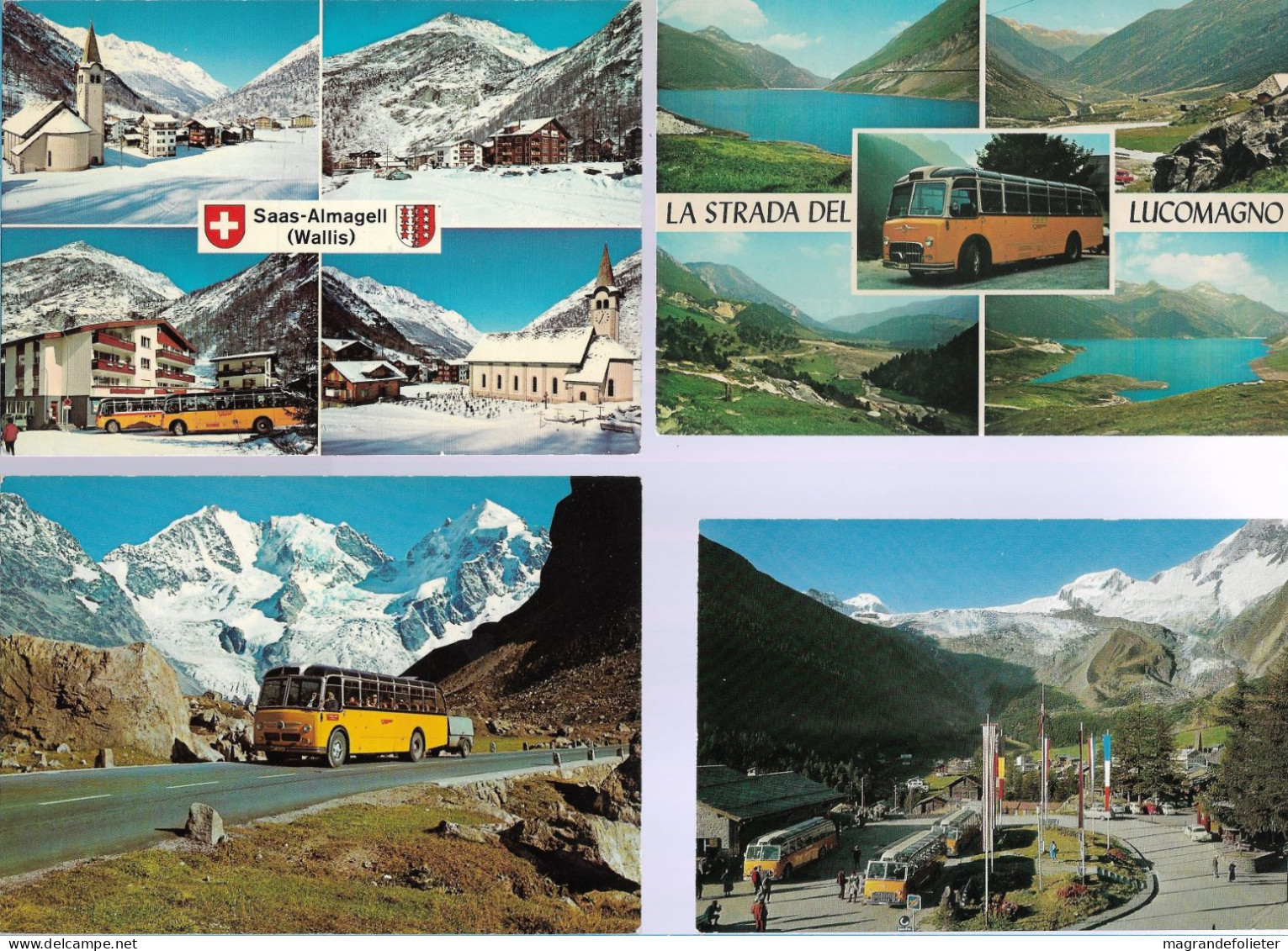 CPA CARTE POSTALE SUISSE 4 X POSTALAUTO AUTO PÖSTALE CAR POSTAL - Collections & Lots