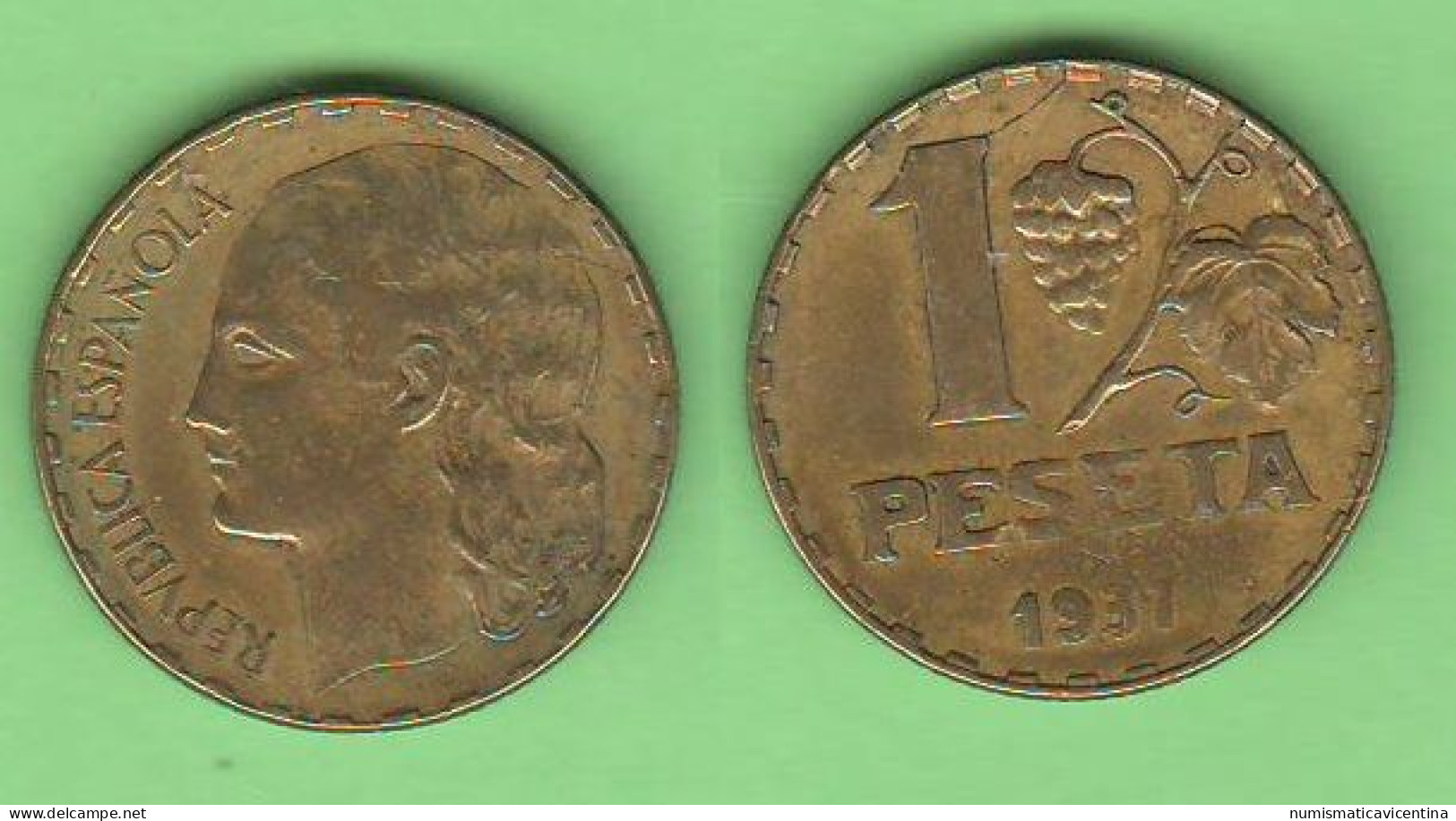 Spain Spagna 1 Pesetas 1931 Brass Typological Coin  K 755 - 1 Peseta