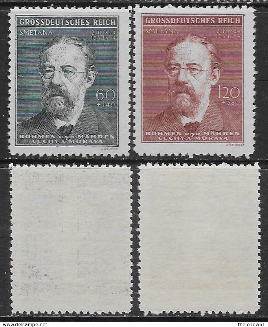 Bohemia Moravia 1944 Smetana Mi N.138-139 Complete Set MNH ** - Unused Stamps
