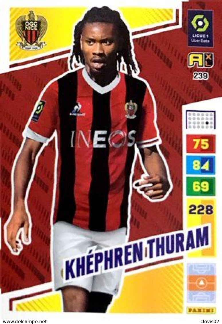 239 Khéphren Thuram - OGC Nice - Carte Panini Adrenalyn XL 2023-2024 Ligue 1 - Tarjetas