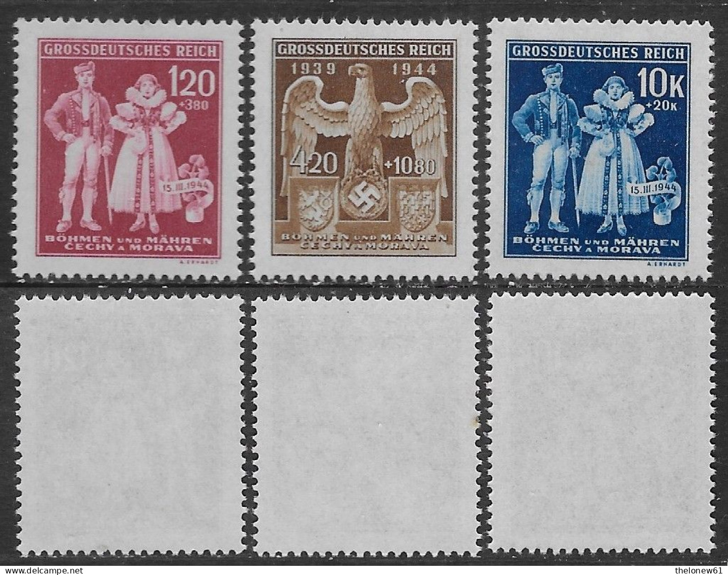 Bohemia Moravia 1944 Protectorate Mi N.133-135 Complete Set MNH ** - Neufs