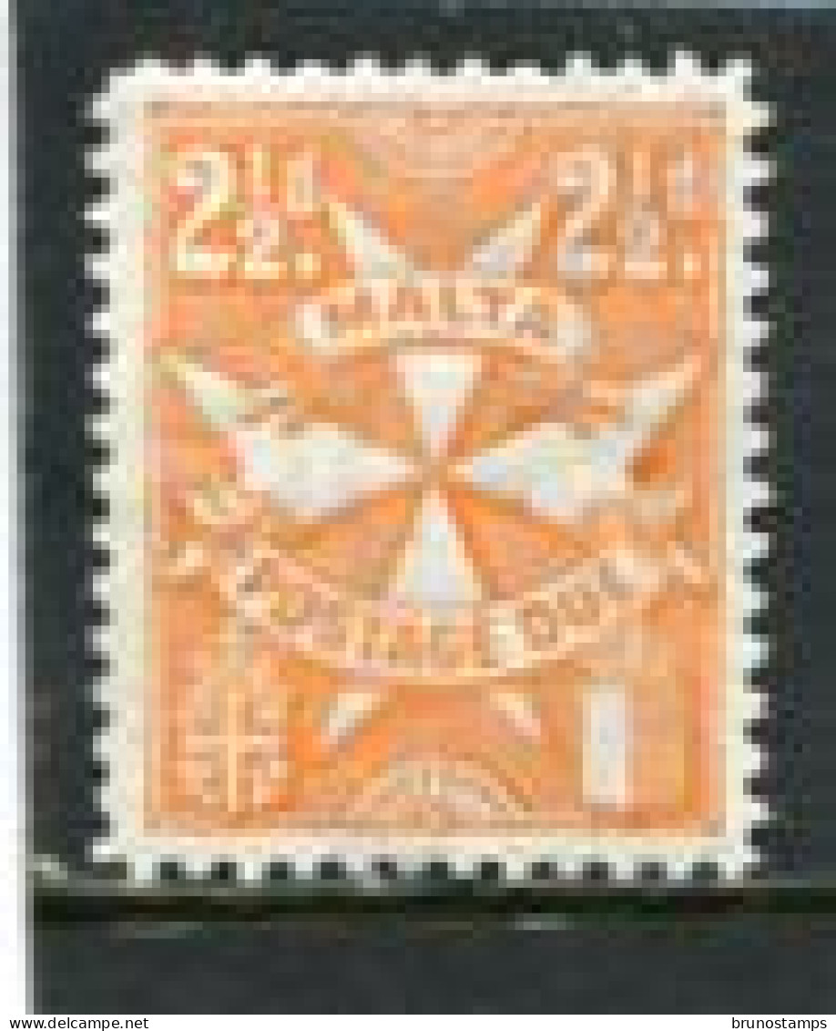 MALTA - 1925  2 1/2d  ORANGE  PERF 12  MINT NH - Malta