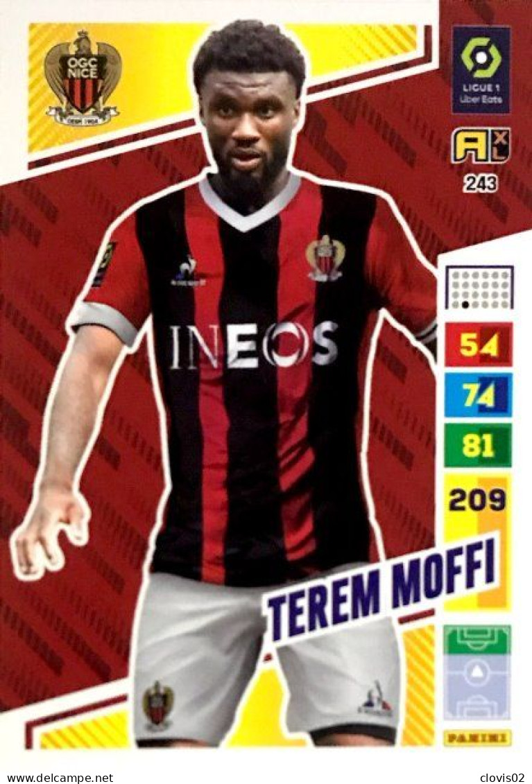 243 Terem Moffi - OGC Nice - Carte Panini Adrenalyn XL 2023-2024 Ligue 1 - Tarjetas