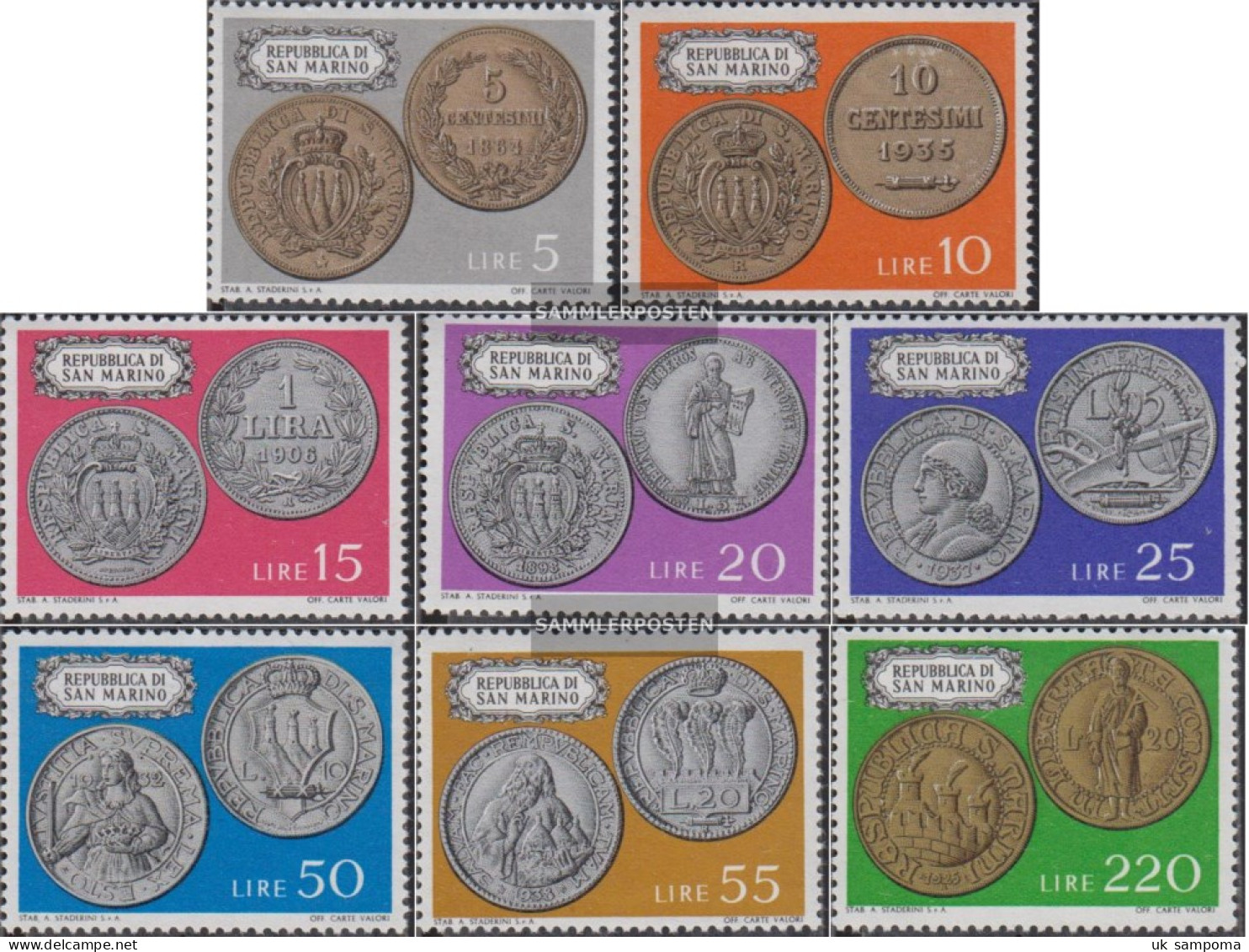 San Marino 1017-1024 (complete Issue) Unmounted Mint / Never Hinged 1972 Coins - Ungebraucht