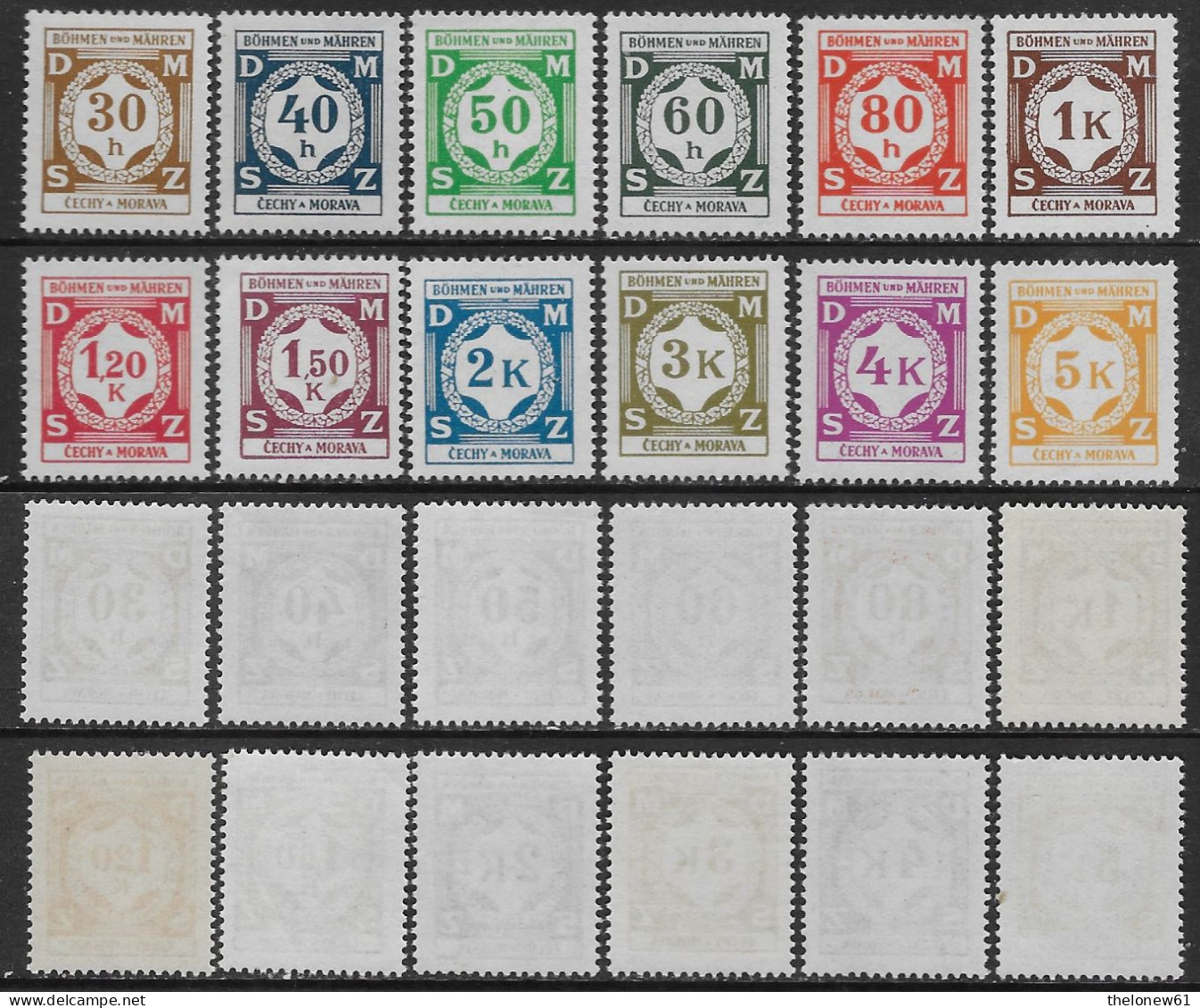 Bohemia Moravia 1941 Government Service  Mi N.1-12 Complete Set MNH ** - Unused Stamps