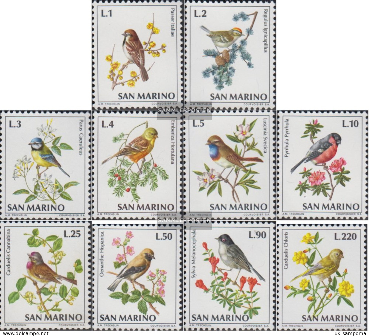 San Marino 1003-1012 (complete Issue) Unmounted Mint / Never Hinged 1972 Birds - Neufs