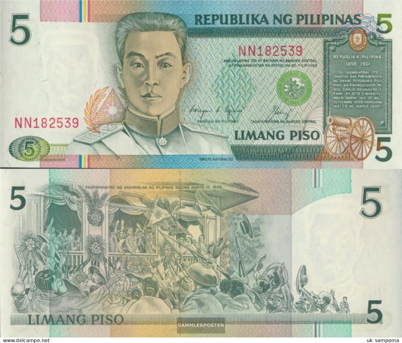 Philippines Pick-number: 168d Uncirculated 1985 5 Piso - Philippinen