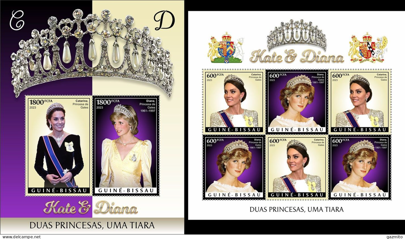 Guinea Bissau 2023, Kate And Diana, 6val In BF +BF - Royalties, Royals