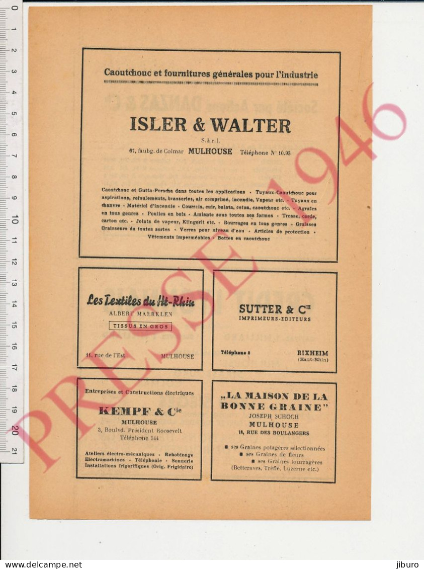2 Vues Publicité 1946 Isler Walter Mulhouse Maerklen Kempf Joseph Schoch Sutter Rixheim Transports Danzas Colmar - Unclassified