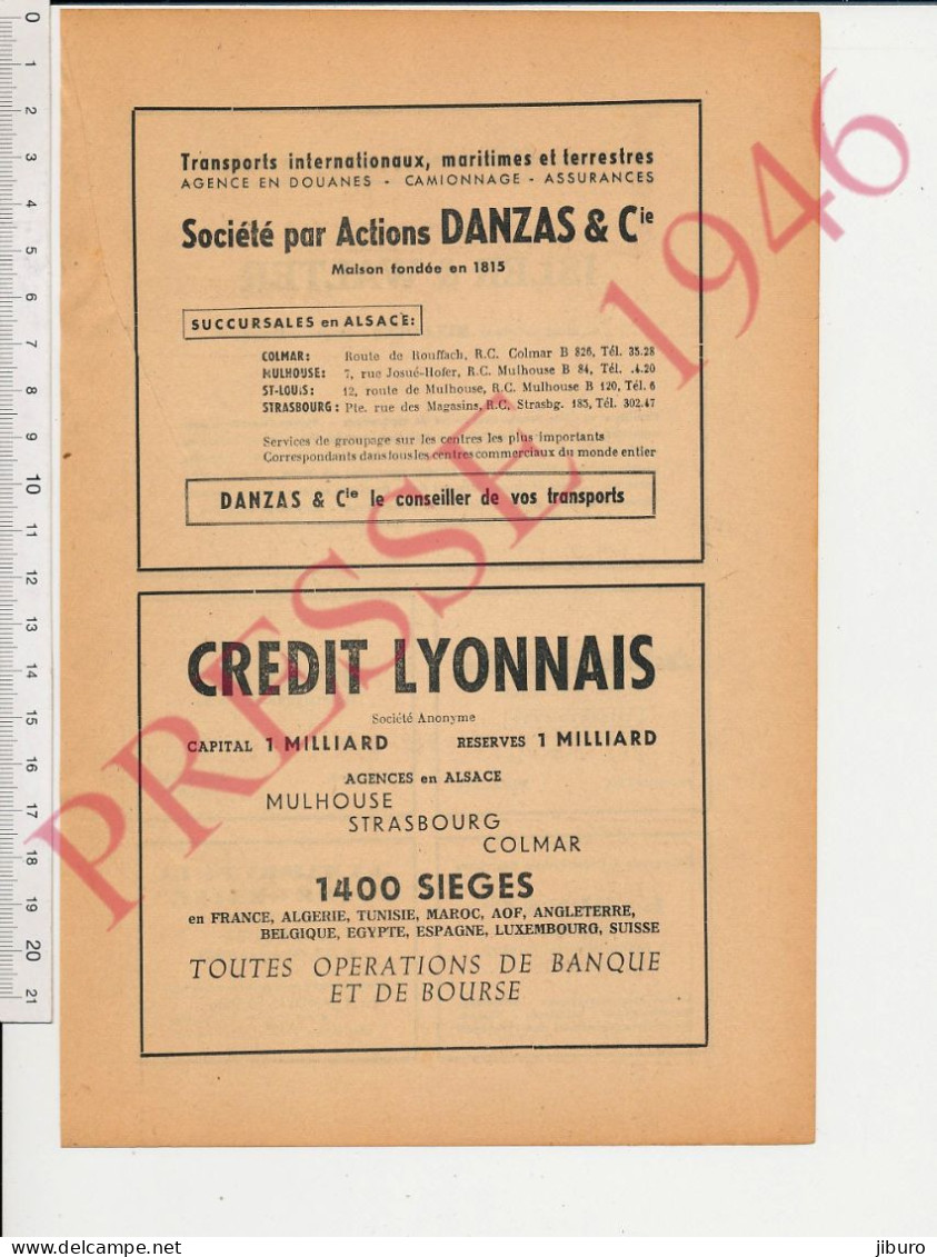 2 Vues Publicité 1946 Isler Walter Mulhouse Maerklen Kempf Joseph Schoch Sutter Rixheim Transports Danzas Colmar - Unclassified