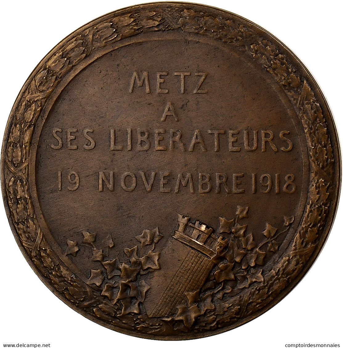 France, Médaille, La Délivrance De Metz, 1918, Bronze, Hannaux, SUP - Sonstige & Ohne Zuordnung