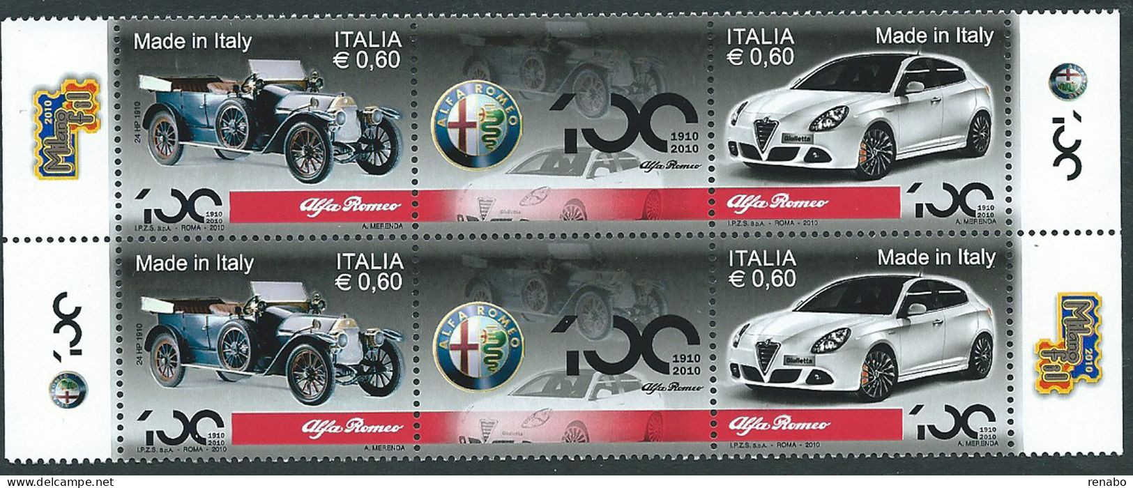 Italia 2010; Alfa Romeo: Centenario Della Fondazione. Made In Italy. Due Serie Complete Unite - 2001-10: Neufs