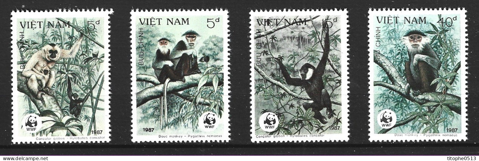 VIET NAM. N°803-6 De 1987. WWF Primates. - Scimmie