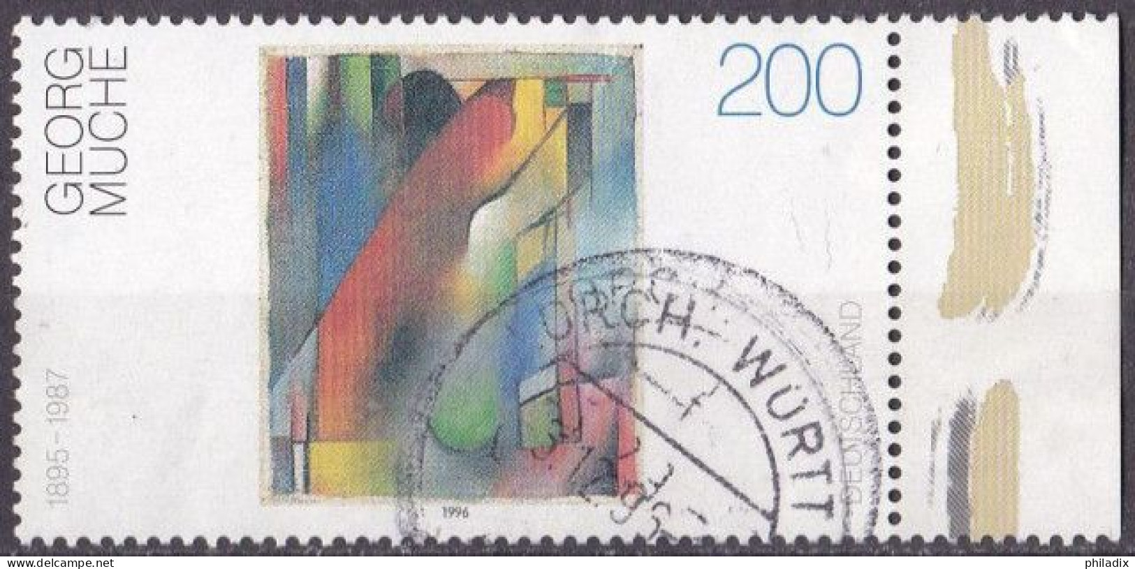 BRD 1996 Mi. Nr. 1844 O/used Rand Rechts (BRD1-7) - Oblitérés