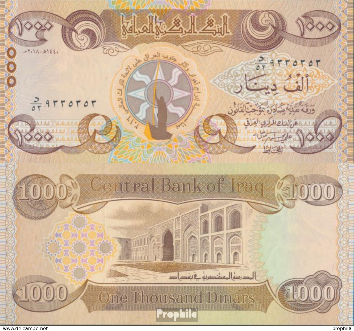 Irak Pick-Nr: W104 (2018) Bankfrisch 2018 1.000 Dinars - Iraq