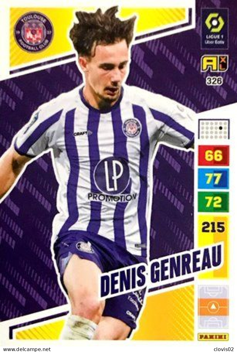 326 Denis Genreau - Toulouse FC  - Carte Panini Adrenalyn XL 2023-2024 Ligue 1 - Trading Cards