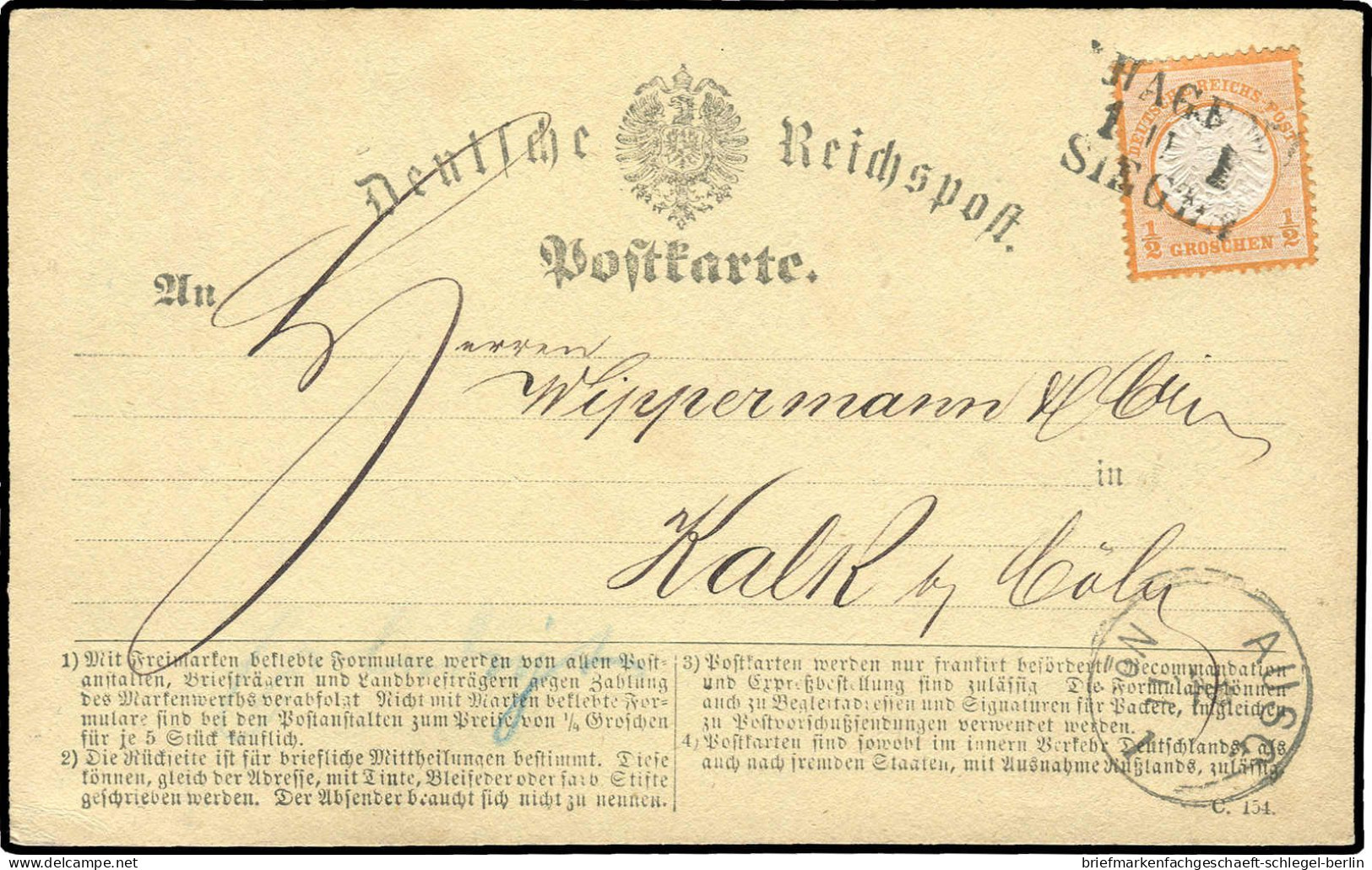 Deutsches Reich, 1873, 18 I B, Brief - Autres & Non Classés