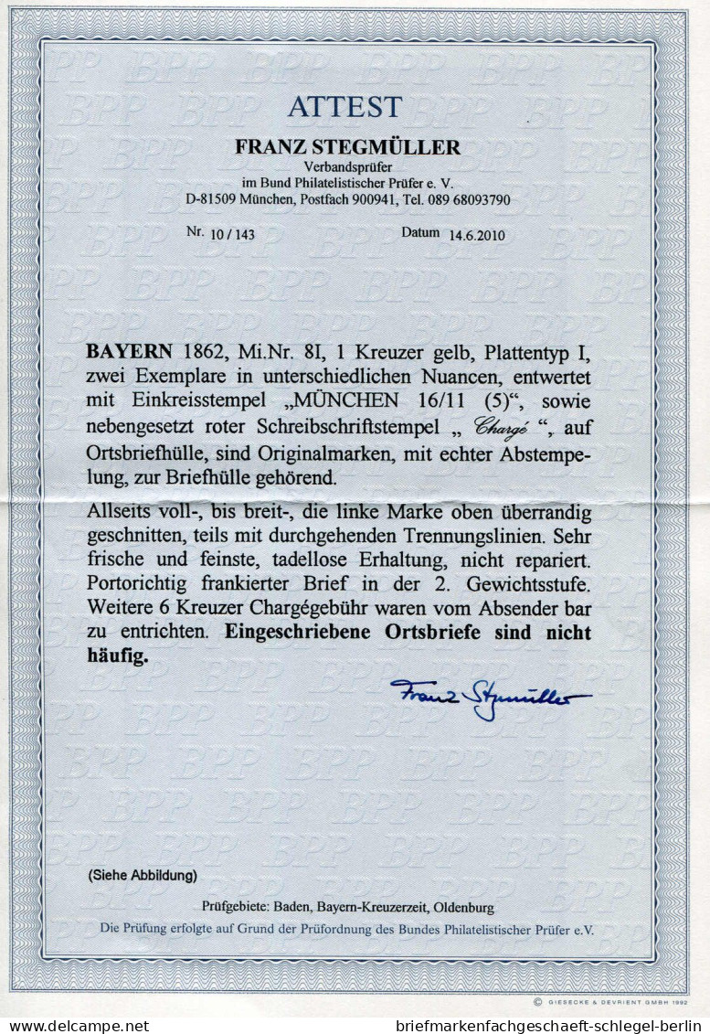 Altdeutschland Bayern, 1862, 8 I (2), Brief - Lettres & Documents