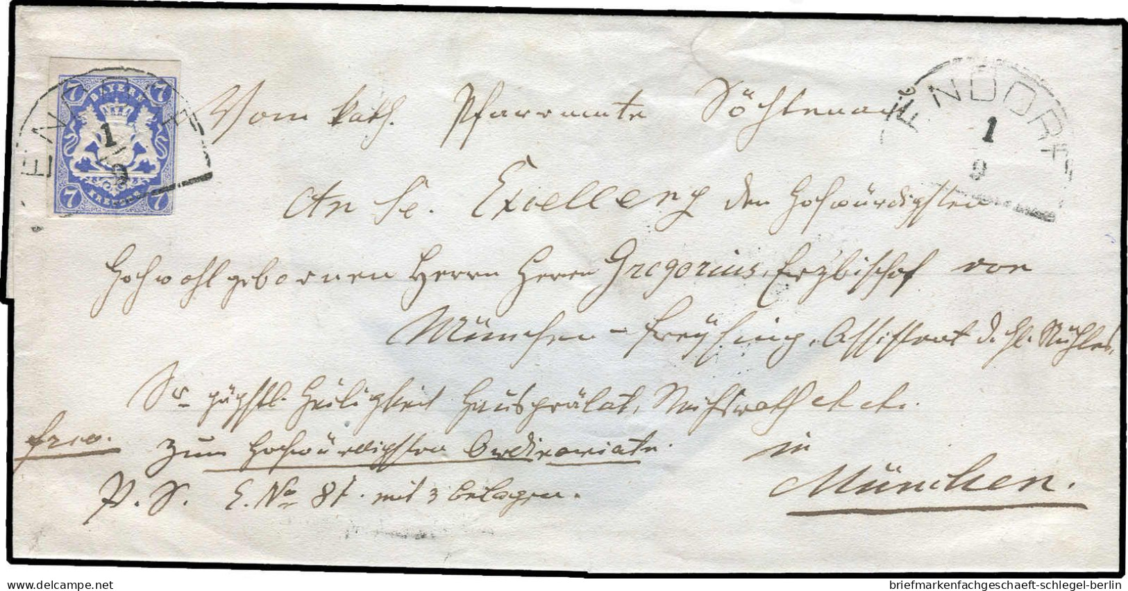 Altdeutschland Bayern, 1868, 21 A, Brief - Brieven En Documenten