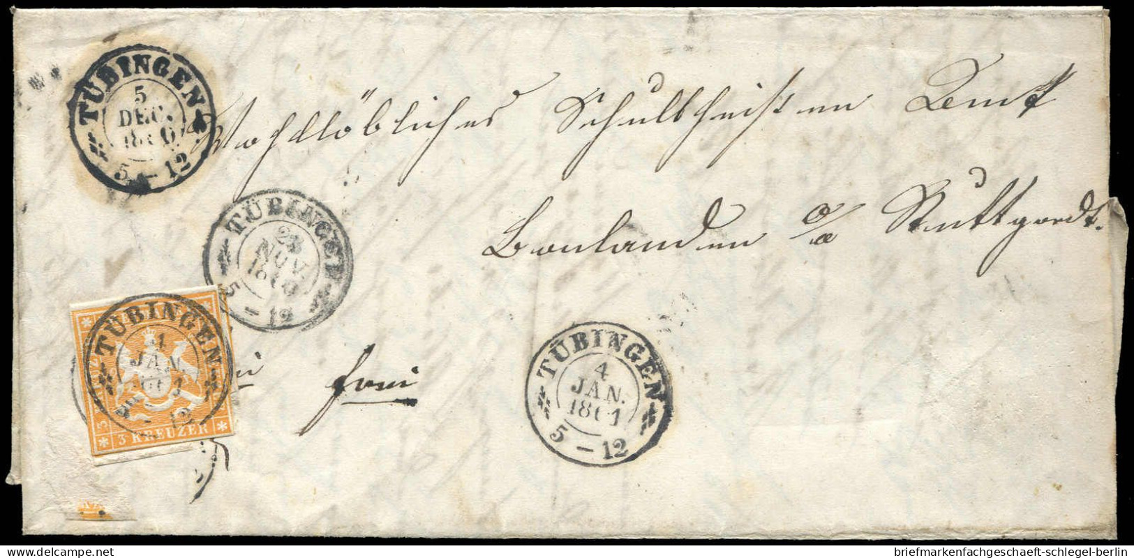 Altdeutschland Württemberg, 1860, 12, Brief - Sonstige & Ohne Zuordnung