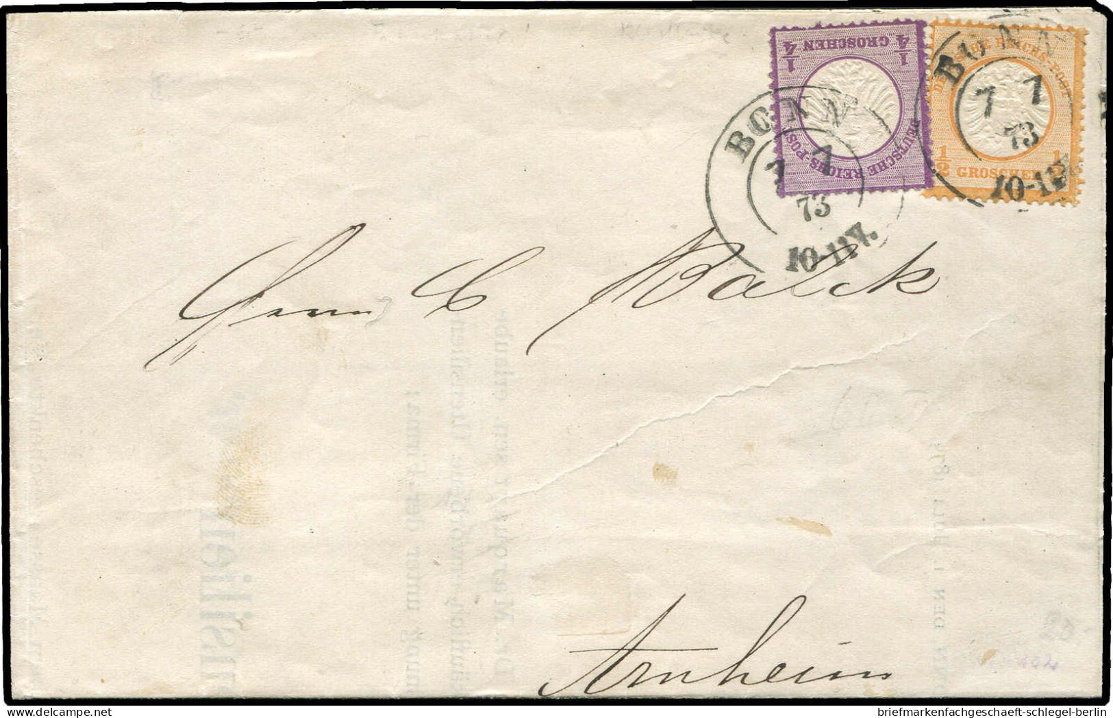 Deutsches Reich, 1872, 1, 18, Brief - Autres & Non Classés
