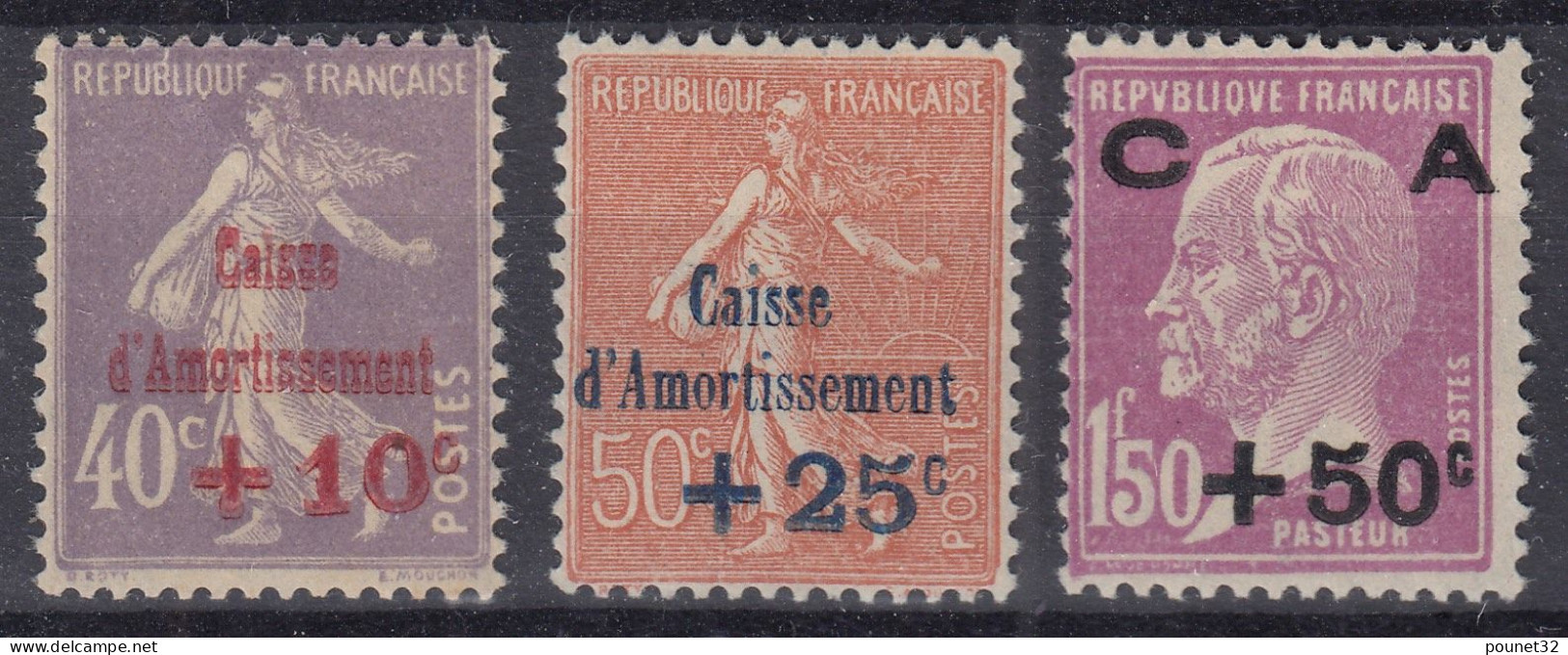 FRANCE CAISSE D'AMORTISSEMENT SERIE N° 249/251 NEUVE ** GOMME SANS CHARNIERE - 1927-31 Sinking Fund