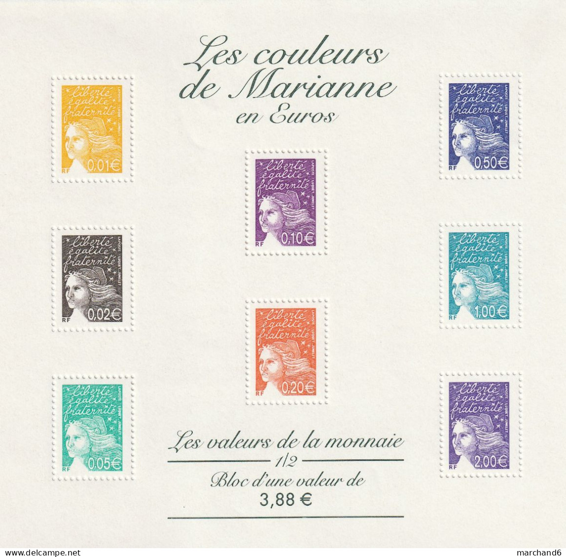 France 2002 Les Couleurs De Marianne En Euros Bloc Feuillet N°44/45 Neuf** - Neufs