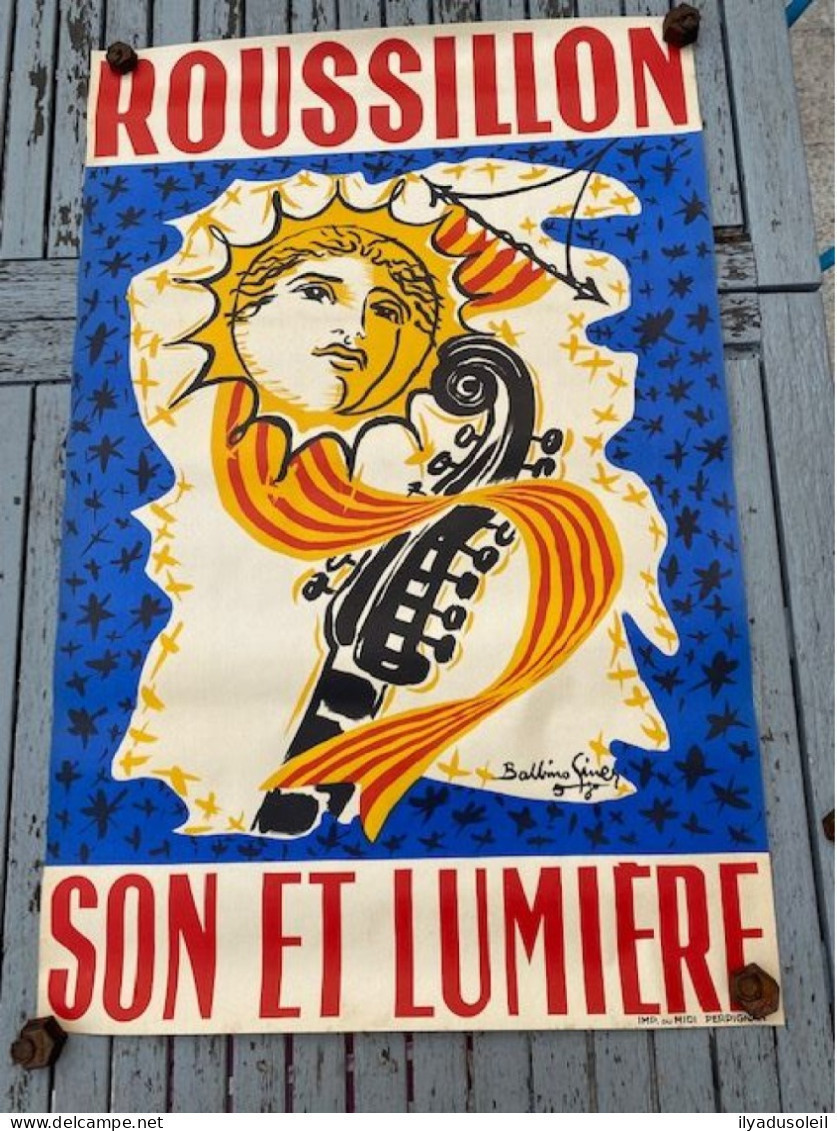 Affiche Roussillon 1958 Son Et Lumiere Par Balbino Giner Format : 92 X 60 Cm - Affiches