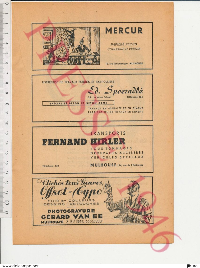 2 Vues Publicité 1946 Tubes Kopex Manurhin Mulhouse Bourtzwiller Richwiller Cusset Mercur Spoerndlé Hirler Gérard Van Ee - Non Classés