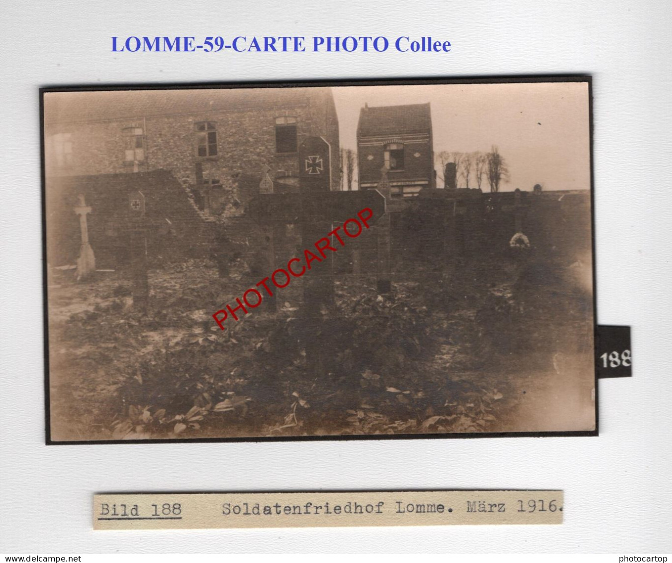 LOMME-59-Tombes-Cimetiere-CARTE PHOTO Allemande Collee-GUERRE 14-18-1 WK-MILITARIA- - Soldatenfriedhöfen