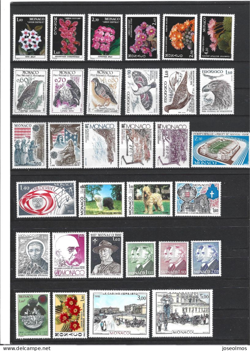 TIMBRES MONACO ANNEE COMPLETE 1982 NEUF** MNH +4 PA+4 PREO+2 TAXES+2 BLOCS - Années Complètes