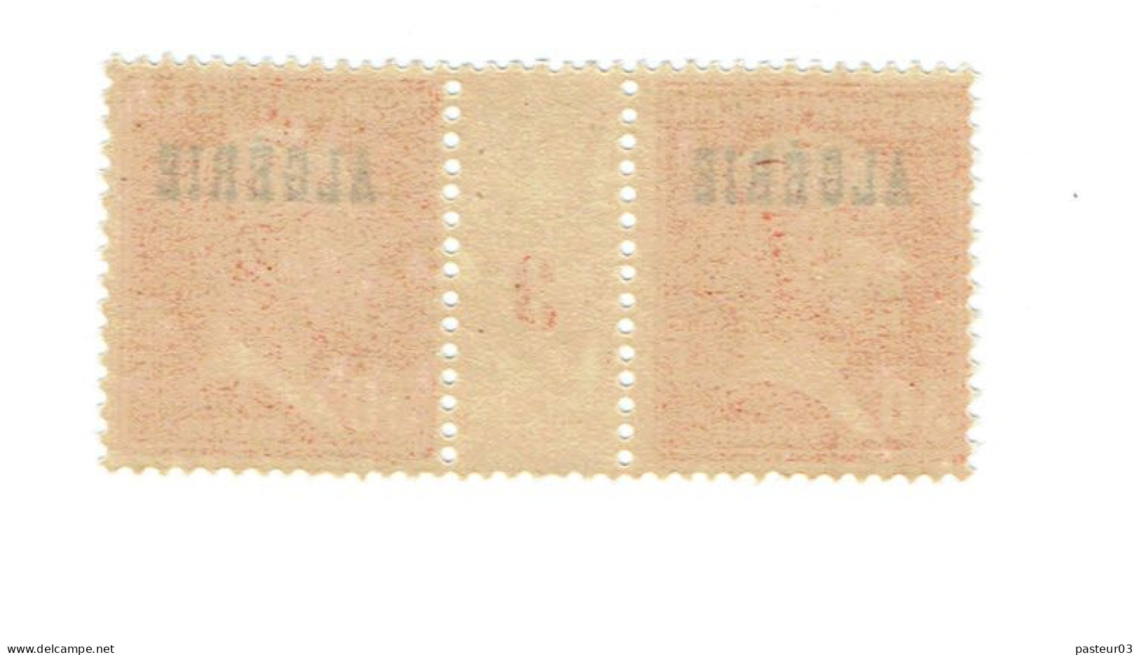 15 Algérie Pasteur 30 C. Rouge Paire Millésime 3 Luxe - Unused Stamps